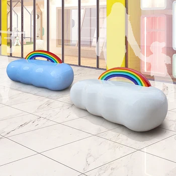 Jardim de infância da escola para crianças assento criativo arco-íris, nuvens de fibra de vidro de lazer cadeiras shopping center hotel sentado fezes cadeira