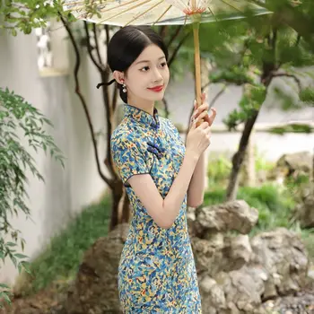 Yourqipao Outono Vintage Retro Chinês Cheongsam Vestido Vintage Slim Grossa Vestido De Mulher Chenille Vestidos De Noiva Plus Size