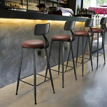 Elegante, Alto-Bar Fezes De Metal Nórdico Encosto De Biblioteca Do Contador De Jantar Cadeiras Europeu Reforçam Cozinha Barkrukken Artigos Para O Lar