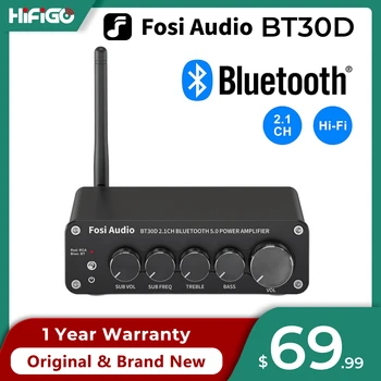 Fosi de Áudio BT30D Bluetooth Som de Amplificador de Potência de 2.1 Canais Bass & Treble Controle de Amplificador de Áudio do Subwoofer 100W + 50W x2