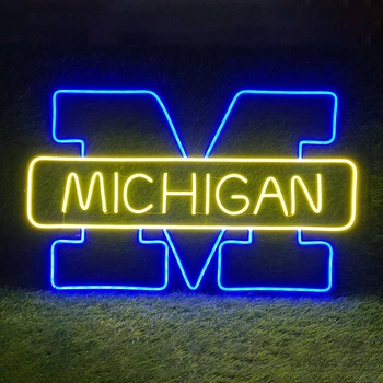 Michigan Sinal de Néon Personalizado Universidade do Nome Logotipo de Néon do Diodo emissor de Luz para a Parede da Sala de Decoração de Formatura, Evento Lâmpada da Noite