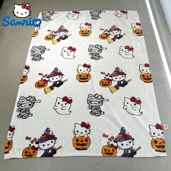 Sanrio Halloween Ghost Hello Kitty De Pelúcia Dos Desenhos Animados De Grande Cobertor De Flanela Fofo Algodão Sofá Nap Cobertor, Lençol De Presente De Natal