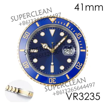 LIMPA Fábrica Conjunto Completo 904L Caso do Relógio, Relógio de Dois Tons Bracelete de Ouro,Mostrador Azul VR3235 Movimento Para a Montagem de SUB 126613 LB