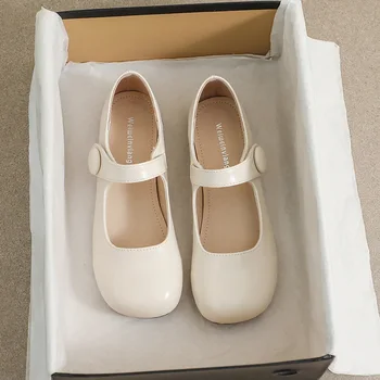 Mulher mary jane shoes dedo do pé redondo televisão sapatos de marca de moda design de roupas casual Escritório de Banquetes e de tamanho Grande 34-43