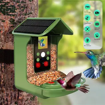 Solar Smart Alimentador do Pássaro com a Câmera 1080HD Câmera de Visão Noturna SENSOR de Reconhecimento de Espécies de Aves Alimentador de Conexão de Captura Automática