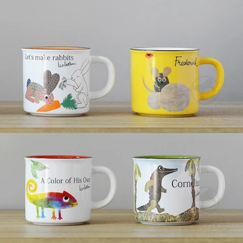 Japão importou Mino de louças de cerâmica de cor bonito dos desenhos animados de impressão, caneca, xícara de café, copo de água, o Ano do Rato de presente