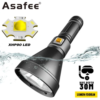 Asafee D170 30M Subaquática P90 LED 1500LM Lanterna de Mergulho 200M Gama Lanterna Impermeável Mergulho Lanterna da chave Magnética de Alta Luz