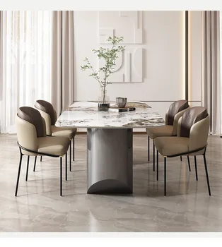 Luz moderna de alto luxo italiano simples mesa ardósia mesa de negociação cadeira combinação de mesa ilha de tabela