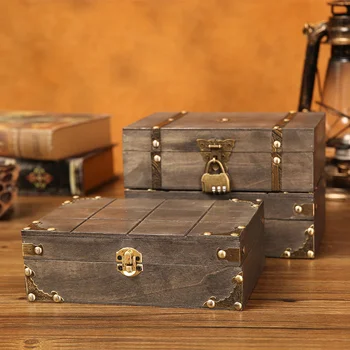Cinza de madeira de armazenamento de caixa de jóias da caixa de armazenamento com o bloqueio da caixa de embalagem caixa de madeira fábrica vendidos caixa de madeira