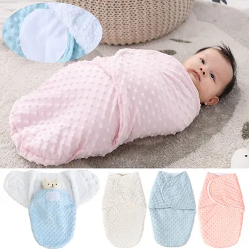 Recém-nascido Engrossar Envoltório Swaddle Quente Cobertor de Lã Macia de Bebê Saco de Dormir Envelope para Sleepsack Casulo de Algodão para Bebê 0-6 Meses