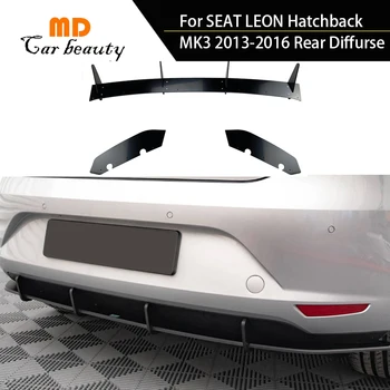 Para Seat Leon Hatchback MK3 2013-2016 pára-choques Traseiro de Fibra de Carbono, com Difusor Spoiler Lábio Tronco Wing Body Kit Divisor de Capa da Guarnição