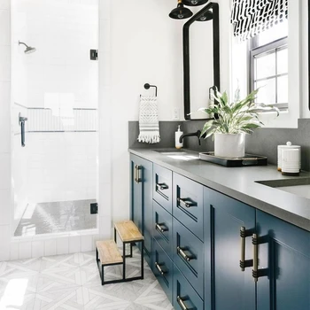 Estilo americano luz de luxo casa de banho em ardósia gabinete de lavagem moderna de lavagem, lavatório combinação duplo secretária personalizado chão vaidade