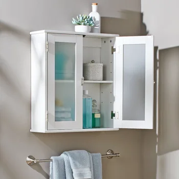 Banheiro branco Armário de Parede com 1 Prateleira Regulável, Better Homes & Gardens Harborough casa de móveis armário de armazenamento