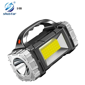 Super Brilhante Lanterna Recarregável LED Multifuncional Portátil de Luz com Luz Lateral Impermeável Vários Modos de Iluminação
