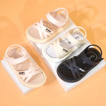 Versão coreana de Meninas' Sandálias 2023 Novo Esporte Moda Verão Princesa Menina Sapatos infantis Fundo Macio Crianças