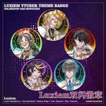 Anime VTuber Luxiem IKE VOX Cosplay, Metal Flash Emblema Mochila Botão Pinos Broche de Moda Pingente Medalha Coleção da Lembrança