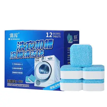 Máquina de lavar roupa Aspirador de Descalcificante 12Pcs de Limpeza Profunda, Comprimidos Para Carregador Frontal e Superior em Carga de máquina de lavar roupa Seguro Desodorizador