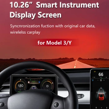 10.26 Polegadas Carro LCD Digital Painel Para Tesla Model 3 Y para o Atom da Intel e AMD Ryzen Suporte sem Fio CarPlay Android Auto