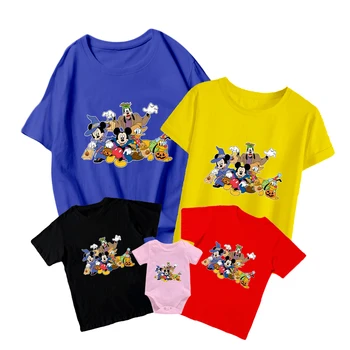 2022 Halloween Moda Disney Mickey Mouse Clubhouse Impressão Pai-Filho T-Shirt Adulto Unissex Casual Meninos E Meninas Confortável