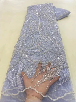 Luxo Africano Tecido De Renda Nigeriano De Tule De Renda Alta Qualidade E Renda Francesa Lantejoulas Bordado Frisado Rendas Do Tecido Para O Vestido De Casamento