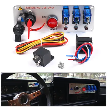 12V Auto LED Carro de Corrida com Motor de Ignição Iniciar On/Off aperte o Interruptor no Painel de 5 Interruptores 1