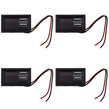 4X Vermelho Led Display Digital Voltímetro Medidor de Tensão Volts Testador de Painel Para Dc 12V Veículos USB 5V2A Saída de 12,6 V Bateria
