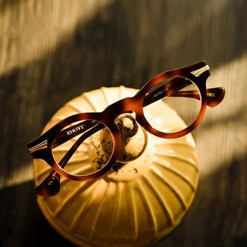 Moda retrô Japonês acetato oval óculos de Mulheres de alta qualidade literária óptico de óculos para Míope homens do sexo masculino estilo do óculos de armação