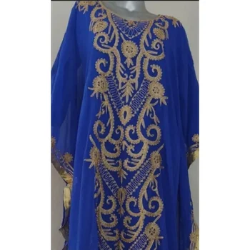 Azul Royal Marrocos Dubai Longa Camisa de Africanos Fantasia de Dama de honra Árabe Vestido de Festa Europeu e Americano Tendências de Moda