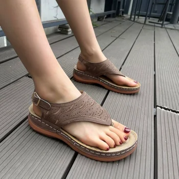 Sapatos para as Mulheres 2023 Pitada de pés de Mulheres, as Sandálias de Verão ao ar livre, Andando de Cunhas de Senhoras Sandália Fivela Sólida Feminino Casual Sandalias