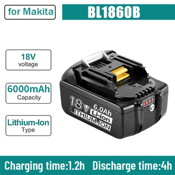 100% Original Makita 18V 6000mAh Recarregável Ferramentas de Potência da Bateria com LED de Substituição do Li-íon LXT BL1860B BL1860 BL1850