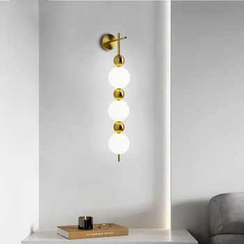 O pós-moderno, luxo lâmpada de parede simples e criativa de vidro, desenho de luz de estudo varanda armário de cabeceira do quarto lâmpada fixada na parede