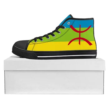 Berbere Bandeira Pop Alta Superior De Alta Qualidade, O Tênis Mens Womens Adolescente Tela Sapatilha Berbere Casual Par De Sapatos Personalizados Sapato Preto