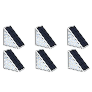 6 peças Solar CONDUZIDA Passo Luzes ao ar livre Impermeável Luzes da Escada Branco Quente Solar Luzes do Deck