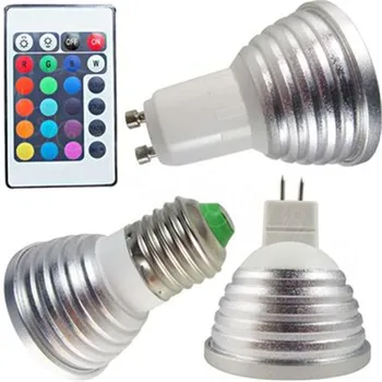 Controle remoto RGB do Ponto do DIODO emissor de Luz 3W E27 Lâmpada LED RGB Lâmpada de AC85-265V ou DC12V CONDUZIU a Ampola 600pcs/monte DHL Frete Grátis