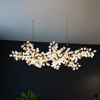 Pós-moderno de Luxo Branco Lustre de vidro Sala de estar Decoração de Iluminação LED de Longa uva cadeia de Suspensão de Luz