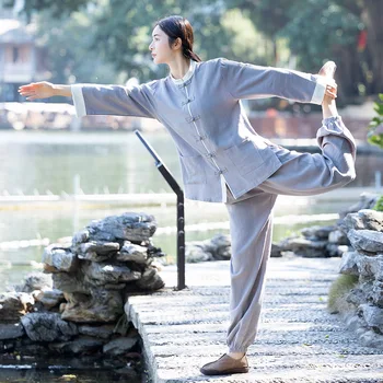 Novo Tai Chi Traje de Roupas femininas Primavera, Outono melhor Desempenho Roupas de Treino Zen Conjuntos