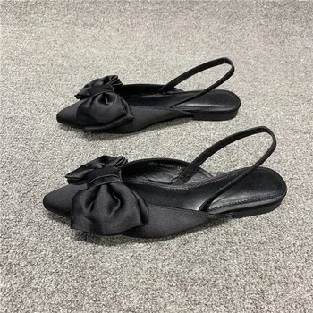 Sandálias Novas Mulheres De Verão, Sandálias De Arco Apontado Uma Palavra Flip-Flops Fundo Plano Retro Respirável Sandálias Zapatos Para Mulher