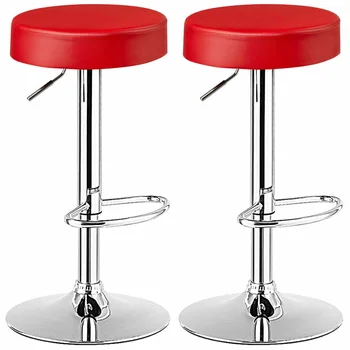 2PCS Ajustável, capa de Couro PU de Contador de Cozinha Bar Cadeiras Giratória Banquinho de Bar Vermelho