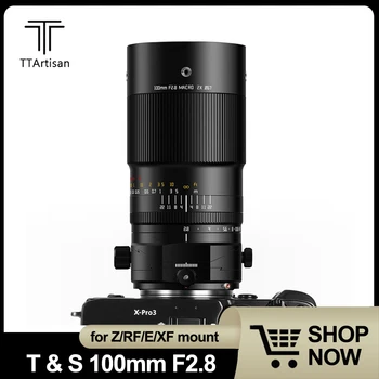 TTArtisan Tilt-Shift 100mm F2.8 2X de Macro Full Frame MF Lente forSony A7 Fuji X-T3 GFX100 Nikon Z5 D5 Canon R5