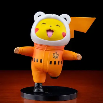 8cm de PVC, Uma Peça de Anime Bepo Urso Cosplay de Pikachu Kawaii Modelo Estatueta de Brinquedos para Crianças Decoração do Carro de Presente de Aniversário