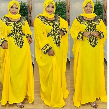 Amarelo Real Africana Moda Frisado Dubai Marroquino Longa Camisa de Mulheres Vestido Formal Europeu e Americano Tendências de Moda