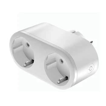 Interruptor de Plug Dual Socket Dual Socket UE Adaptador de Tuya Vida Inteligente de Controle Remoto de Monitoramento de Tomadas de Energia Alexa