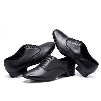 Homens De Dança Sapatos Latino, Dança De Salão Sapatos Modernos Sapatos Fechados Homens Tango Sapatos De Dança Sapatilha Menino De Couro Preto Plus Size
