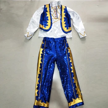 Personalizado de Adultos para Crianças de Minorias Étnicas Kazak Desempenho Terno Hui Menino Uigur Avanti Desempenho do Vestuário