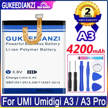 Nova Bateria 3 4200mAh Bateria Para UMI Umidigi A3/A3 Pro A3Pro 3 Pro Batterie Bateria de Alta Capacidade Garantia de 1 Ano +Ferramentas