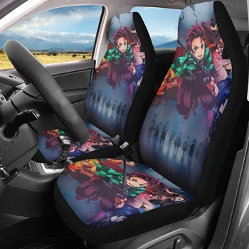 Assento de carro Tampa do Anime Ghost Face da Lâmina de desenhos 2pcs Conjunto Universal Capas de Almofada Caber a Maioria dos SUV, Van, Caminhão de Interior Acessório