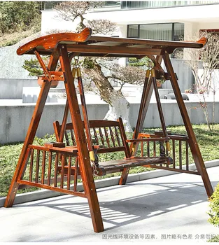 Balanço pátio ao ar livre de madeira maciça de suspensão cadeira de Casa varanda villa terraço com rede de balanço duplo cadeira de balanço