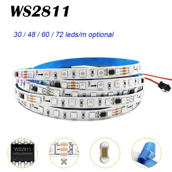 12V 24V 5m WS2811 LED Strip IC pixel endereçável barra de Luz 30/48/60/72leds/m 5050 RGB full color flexível da Lâmpada da Fita IP30/65/67