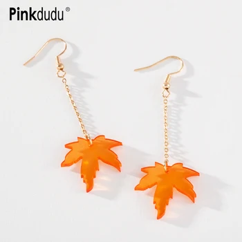 Pinkdudu Acrílico Laranja Maple Leaf Brincos para Mulheres Elegantes Outono Planta de Parte do Escritório Brincos Jóias Presentes PD509