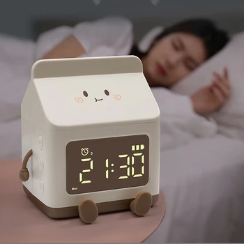 Caixa de leite Relógio Despertador Vento Caixa de Leite Eletrônicos LED Smart Relógio Quarto de Cabeceira Dormitório Estudantil Relógio Eletrônico